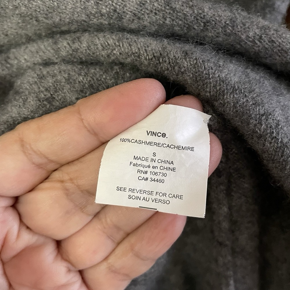 Vince 100% Cashmere Babydoll Long Sleeve‎ Sweater Dress Y2K Phoebe Gray Sz S B27 - Picture 9 of 12